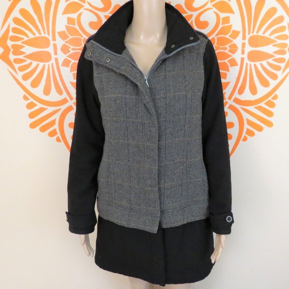 Prana Black & Gray Wool Winter Coat XS - Picture 2 of 5